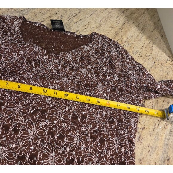 Lot of 4 j.t.b. Sz M Floral Stretch Evening Top Sparkle Holiday 3/4 Sleeve - Picture 6 of 16